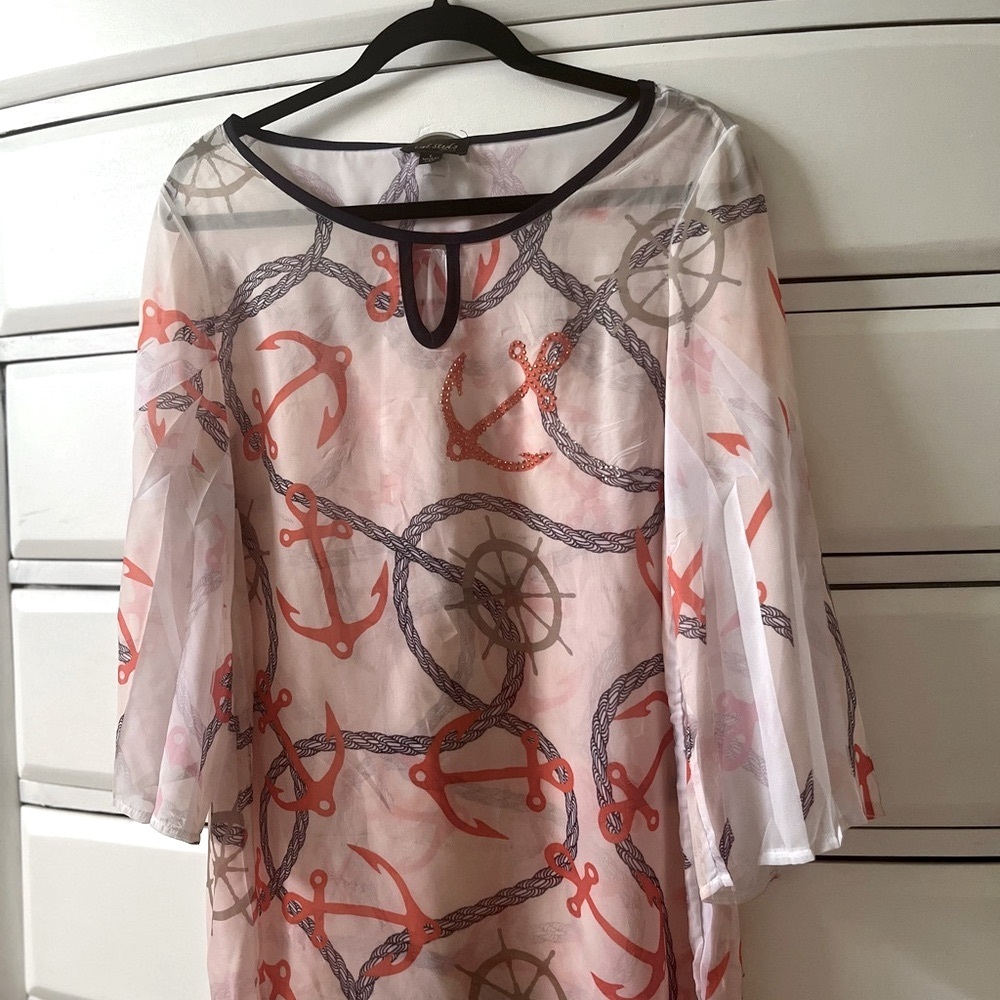 Nautical Anchor Print Swim Coverup